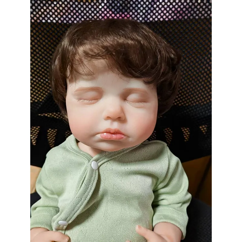 49cm Full Vinyl Girl Body Silicone Reborn Doll Loulou with Hand Rooted Hair 3D Skin High Quality Gift