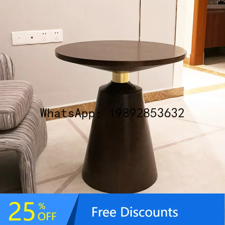 YFY Modern Solid Wood Small Round Table Living Room Sofa Side Table Simple Internet Celebrity Negotiation Table