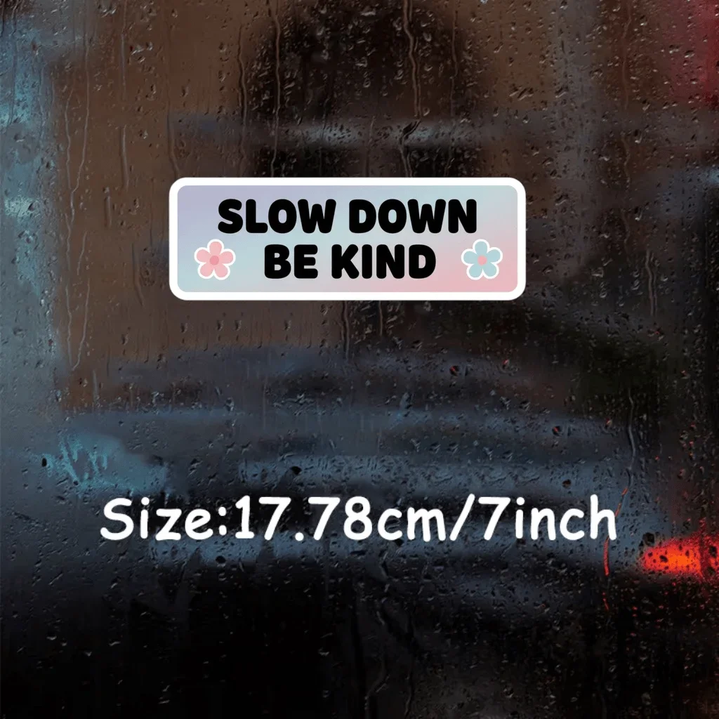 Slow Down Be Kind Positive Quote Pastel Floral Waterproof Vinyl Sticker Decal for Car Window Bumper Motorcycle Exterior Decor
