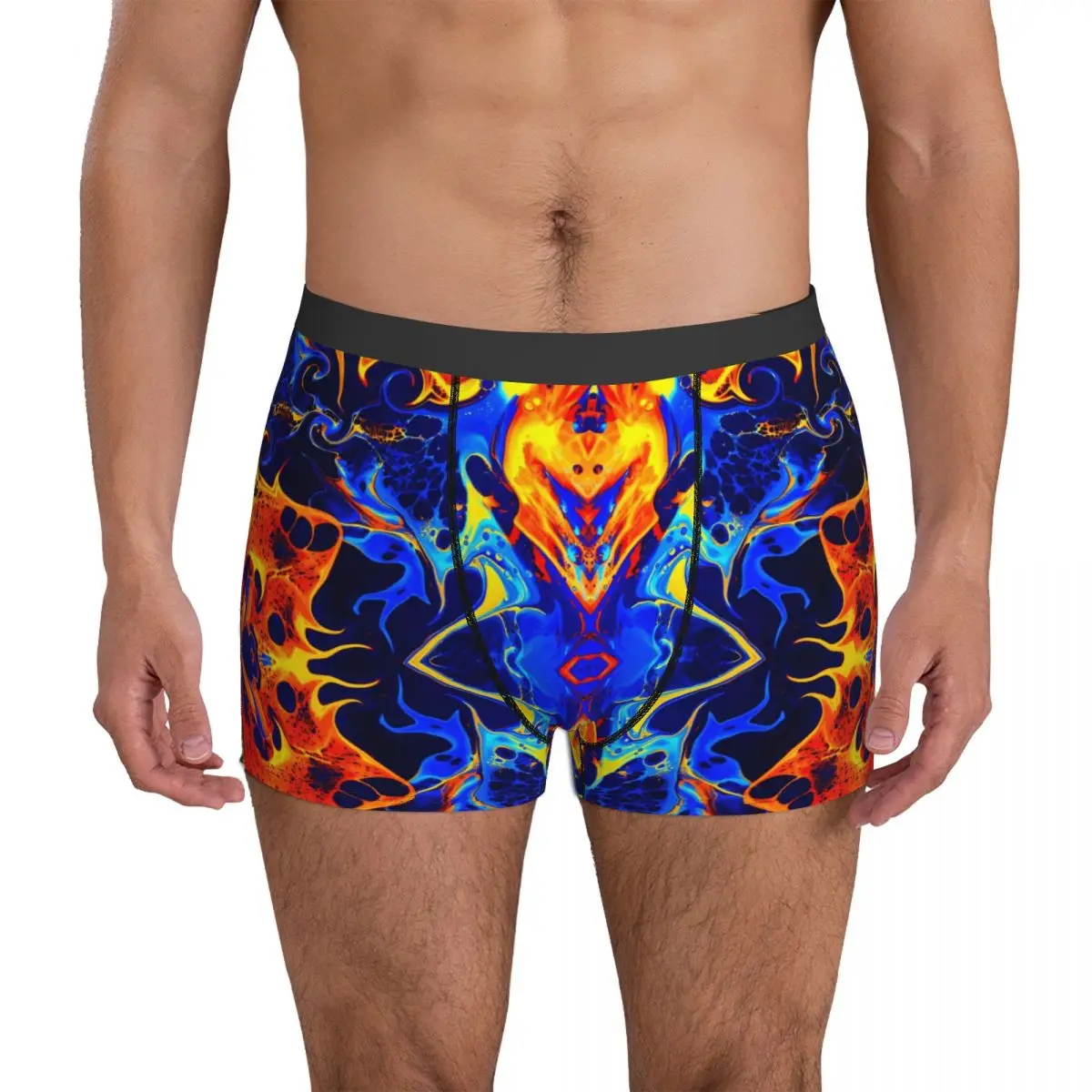 Neon Paint Print Underwear Colorful Swirling Men Underpants Sublimation Cute Boxer Shorts Trenky Boxer Brief Big Size 2XL