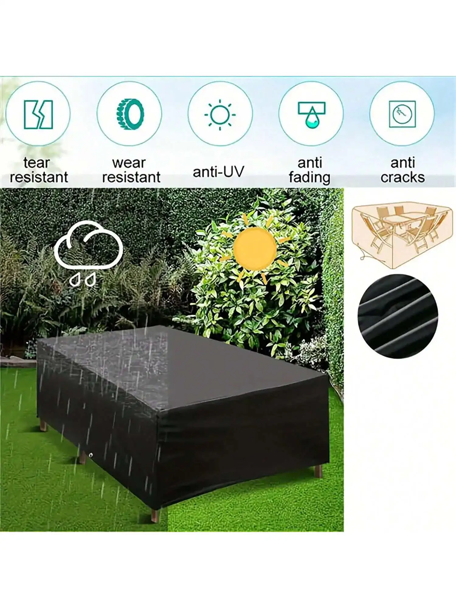 Multi-Size Outdoor Patio Garden Furniture Waterproof Dust Cover for Chairs, Sofas and Tables Black Cover