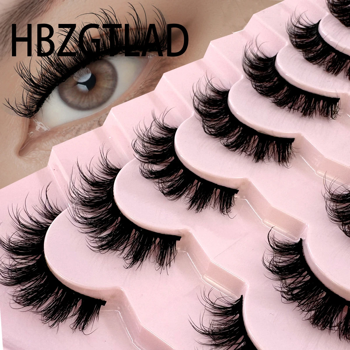 7 Paar flauschige Katzenaugen-Faux-Nerzwimpern, natürliche lange falsche Wimpernverlängerung, handgefertigtes Volumen, 3D-Wimpern, Make-up, künstliche Wimpern, Cili