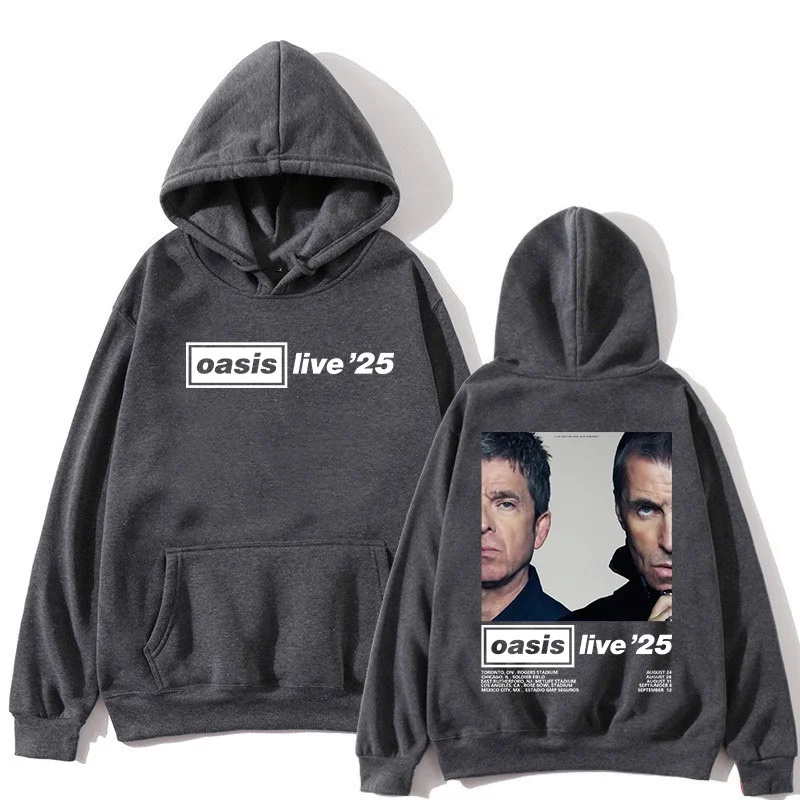 البريطانية روك باند O-واحة لايف 2025 جولة هوديي الخريف الشتاء الرجال النساء الهيب هوب موضة هوديي القطن خمر هوديي