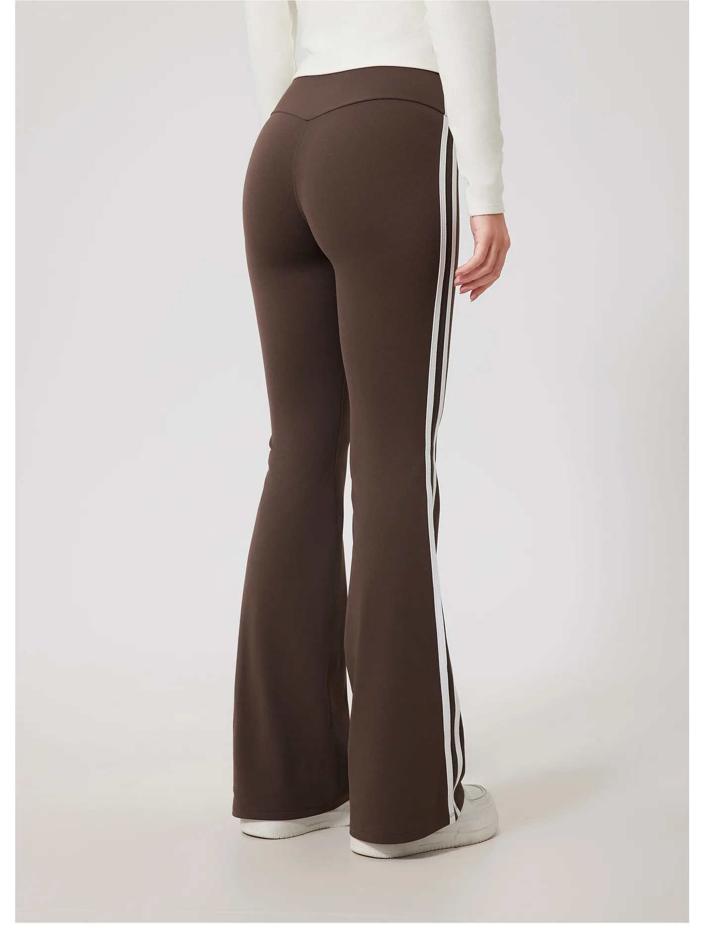 Spicy Girl High-Waisted Fleece Lined Running Sports Pants Peach Hip Lifting Cloud-like Elastic Flared Fitness Trousers