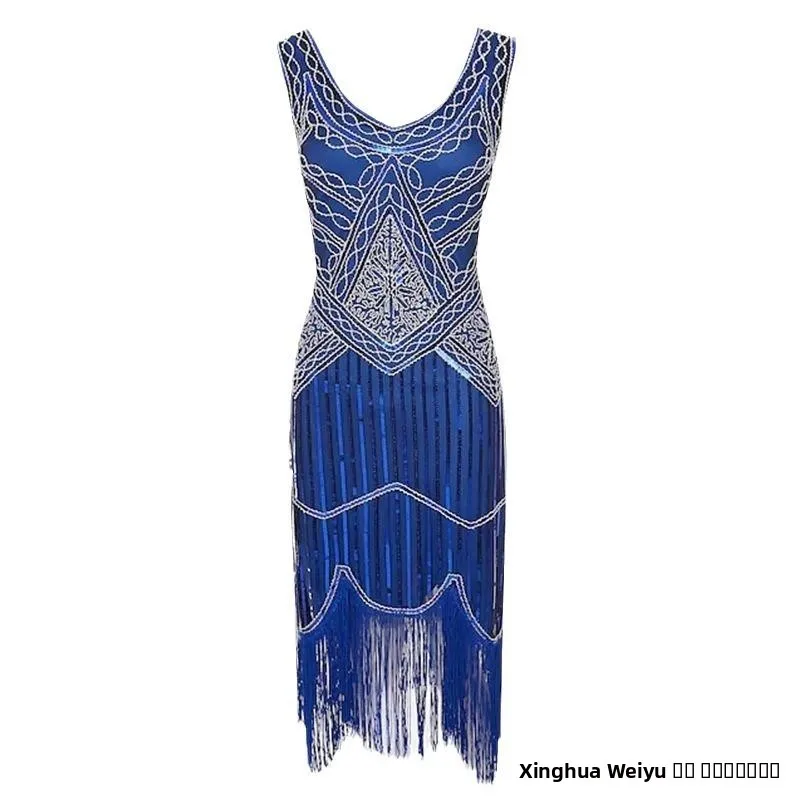 Retro Tassel Dr na występy sceniczne i do tańca, styl vintage 920S Sle by xiao, kolekcja wiosna 2026, odzież etniczna damska