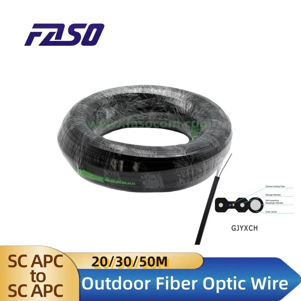 

Outdoor Fiber Optic Parch Cable Jump Cable Optic Steel Wire APC SC to SC Optical Single-mode 1-core onvert Patch Cord G657A1