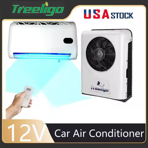 Treeligo Low noise Car Electric Parking Air Conditioner 12V Split Air Conditioning 24V for Truck Caravan Camper Van RV Motorhome