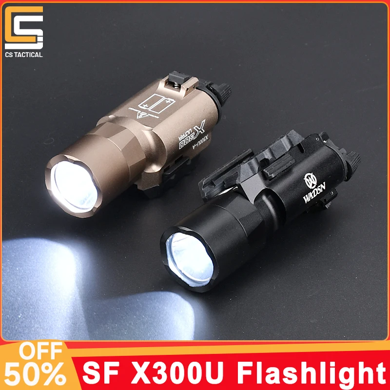 Tactical Surefir X300U Flashlight White LED Strobe Hunting Pistol Weapon Gun Scout Light 20MM Picatinny Rail Airsoft Accesories