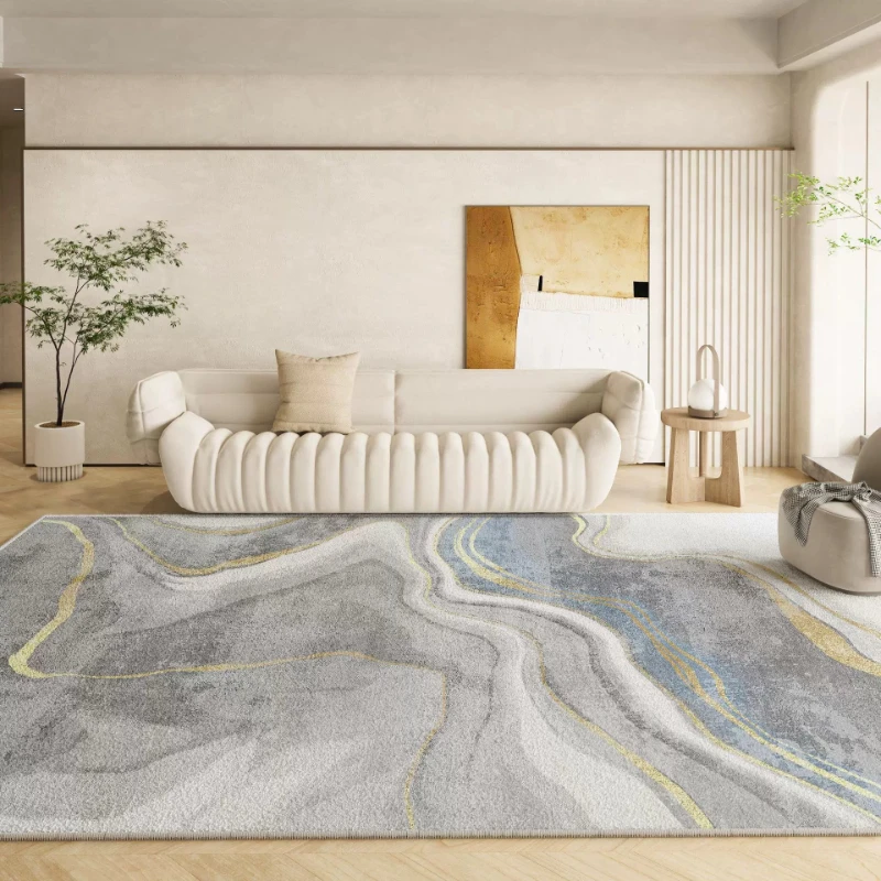 Minimalist Carpets for Living Room Light Luxury Bedroom Decor Carpet Grid Design Bedside Rug Artistic Lines Home Soft Floor Mat
