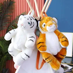 Lazy Fat Tiger Backpack School Shoulder Bag Wild Forest Nature Zoo Souvenir Model Plush Toy Stuffed Doll Boy Girl Friend Gift