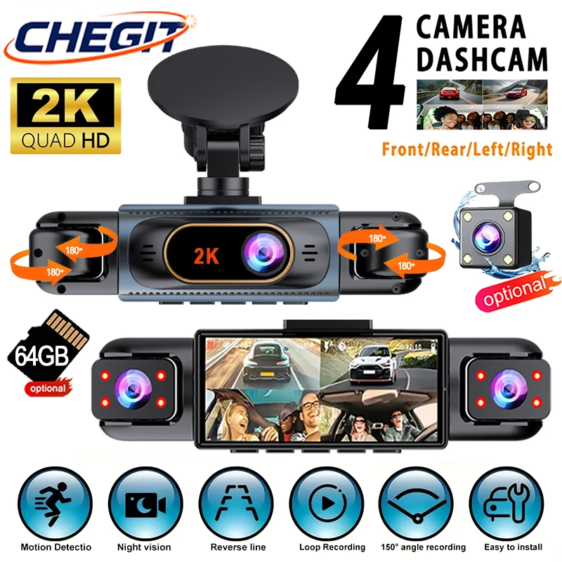 

2K QHD новый автомобильный видеорегистратор 3/4 канала видеорегистратор для автомобилей камера вождения ночного видения2.0 циклическая запись черный ящик автомобильные аксессуары