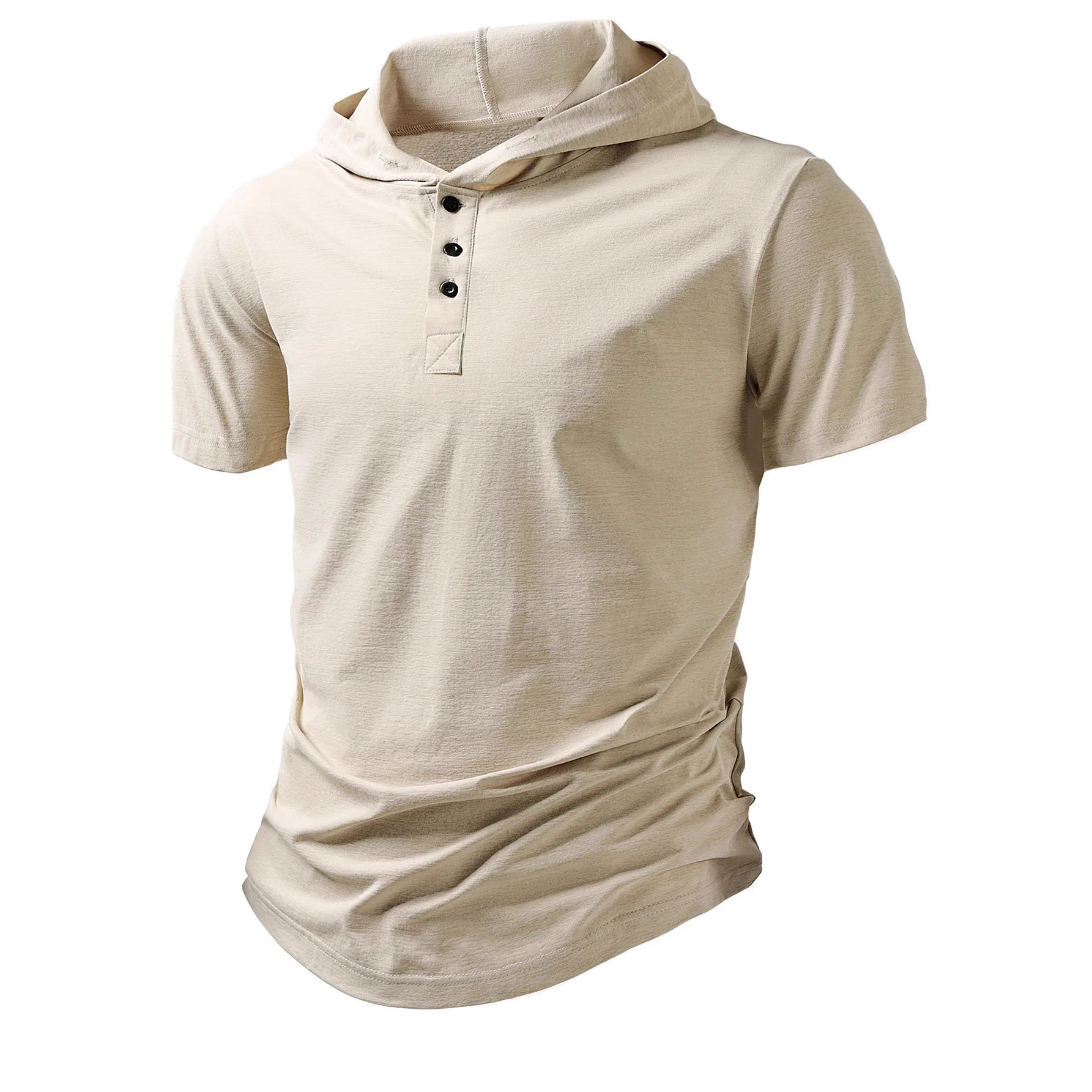 Leisure Sports Fitness Men's Short-sleeved T-shirt European and American Men's Hoodie Top Foreign