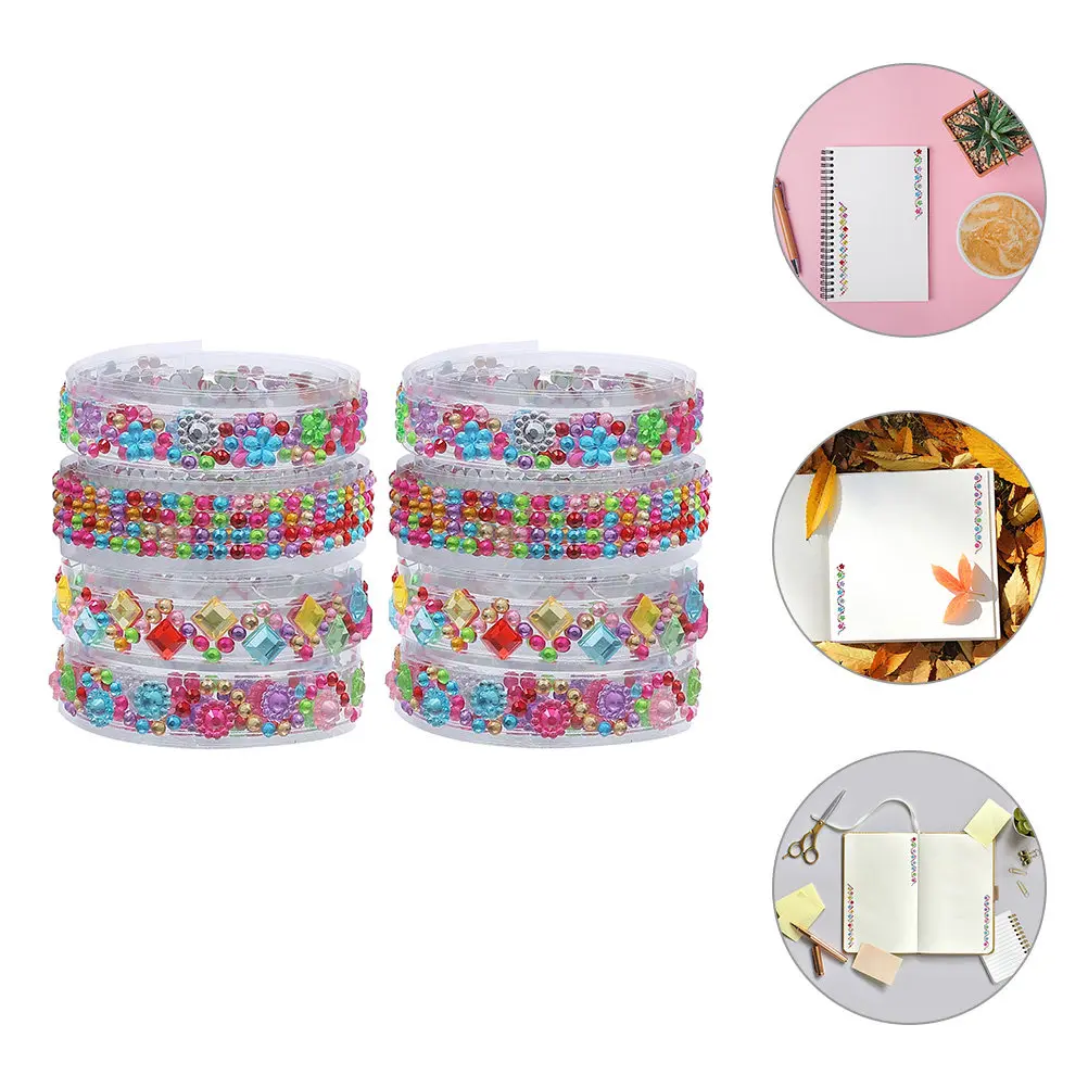 

8 Rolls Rhinestone Tape Self Adhesive Acrylic Bling Strips Decorative Scrapbooking Craft Stickers for DIY Wedding Birthday Party