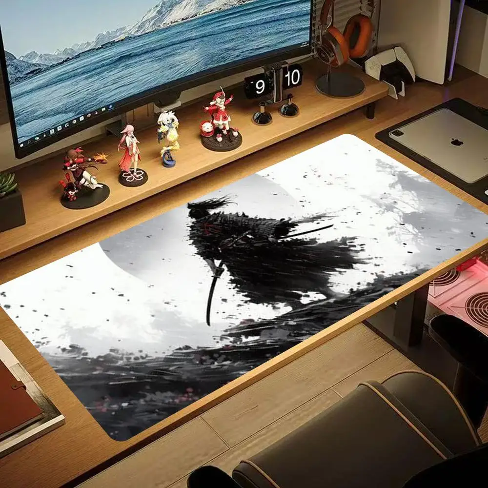 Game Mouse Pad Japanese Samurai Devil Mousepad Black Gamer Desk Mats Esports Mouse Pad Carpet Gaming Accessories Table HYBXXC