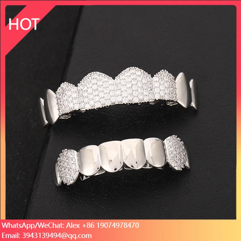 

Модные индивидуальные золотые (18К) грилзы с бриллиантами, украшенные стразами, в стиле хип-хоп, ювелирные изделия для зубов