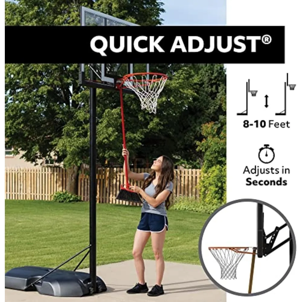 調整可能な埋め込み式バスケットボールシステム、44インチのバックボード付き、赤、白、青のカラー展開 - 屋外コートや再利用に最適