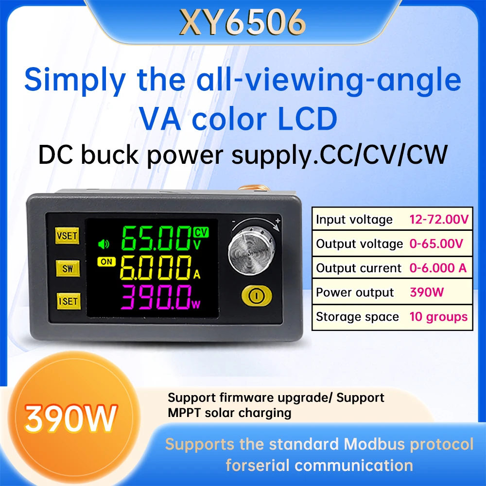 XY6506 390W CNC Step-down Power Module 12~72V to 0~65V 6A Buck Voltage Regulator Support MPPT Solar Charge