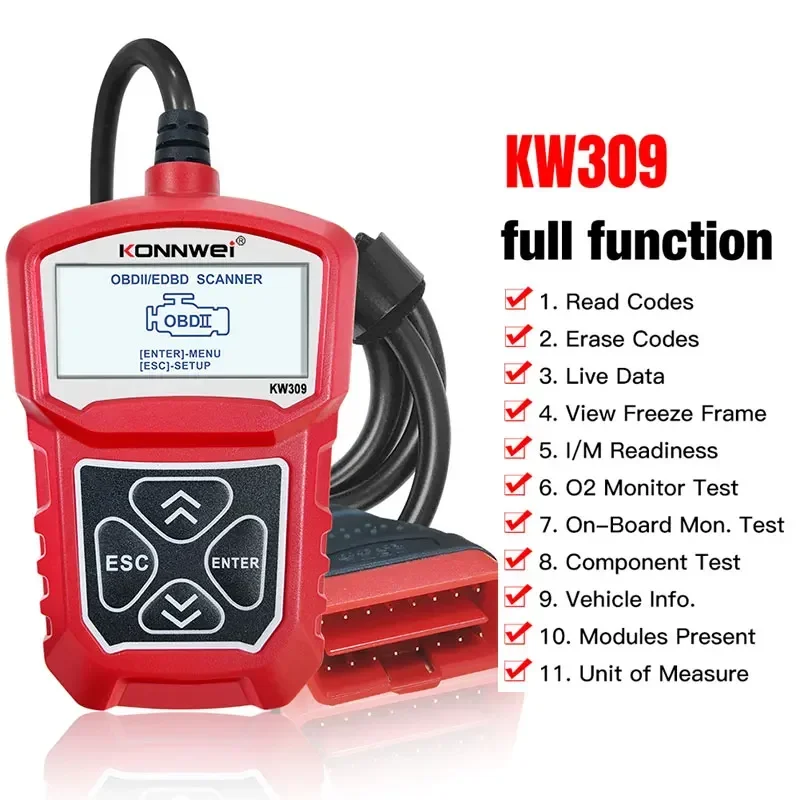 KONNWEI KW309 OBDII Scanner Engine Fault Code Reader Automotive Scanner OBD2 Car OBD Scanner Repair Diagnostics Tools