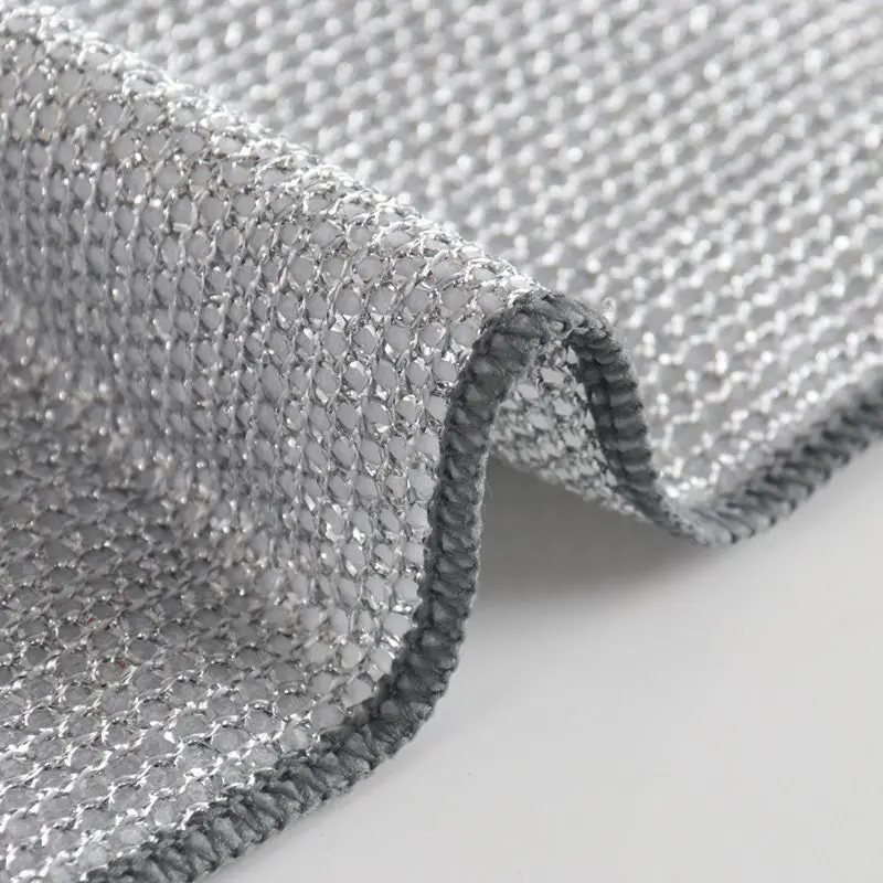 Metal Wire Dish Towel 20cm Wire Dishcloths Non-stick Oil Iron Dishrag Kitchen Pan Pot Dishes Cleaning Rag Napery Dishcloth Rags