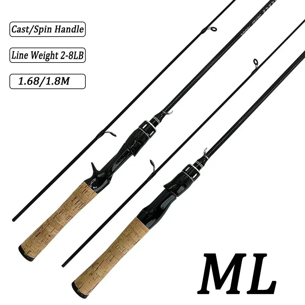 

Spinning Casting Lure Fishing Rod 2 Section Carbon Baitcasting Line Weight2-8lb Power Ultralight Fast Pole For Pike 1.68M / 1.8M