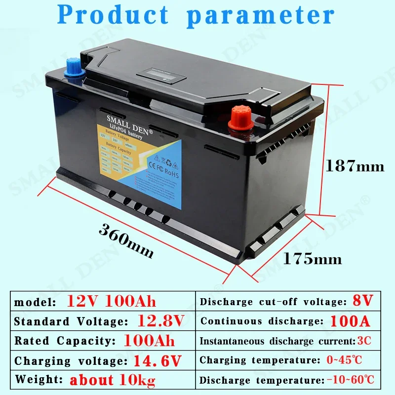 Imagem -06 - Bloco da Bateria Lifepo4 com o 4s 100a Bms Equilibrado Fonte de Alimentação Portátil 12v 12.8v Isqueiro do Carro E-barco rv Solar 100ah