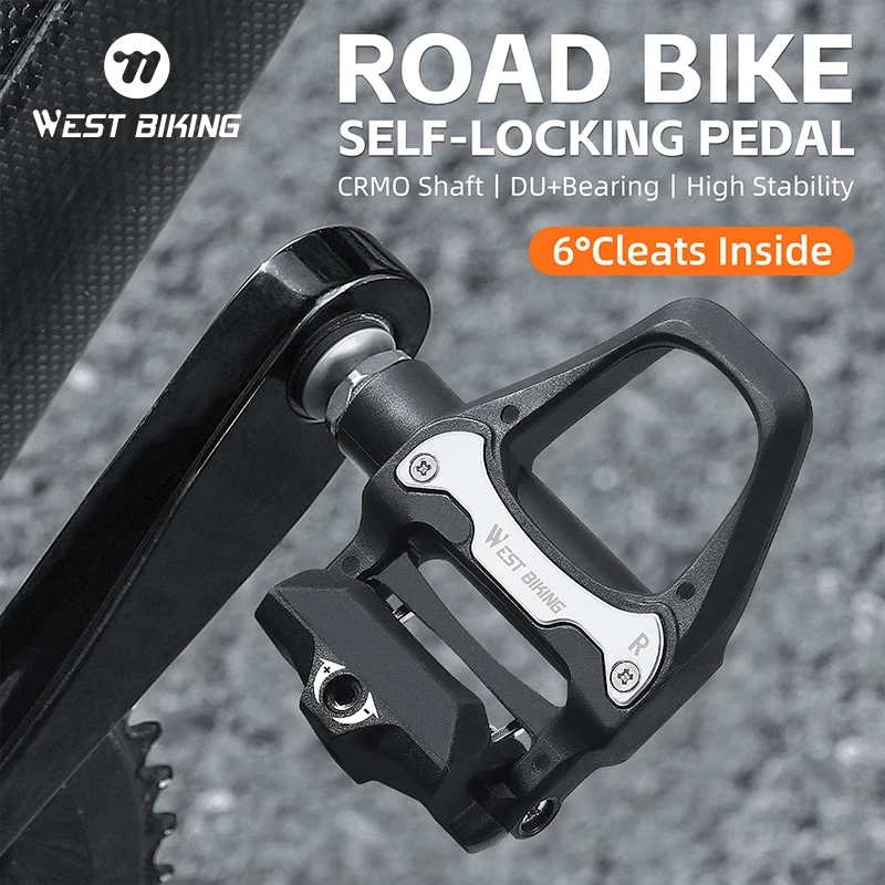 WEST BIKING Bicycle Racing Self-locking Pedal SPD Road Bike Pedal Waterproof Rustproof Bike Aluminum Alloy Pedal With DU Bearing