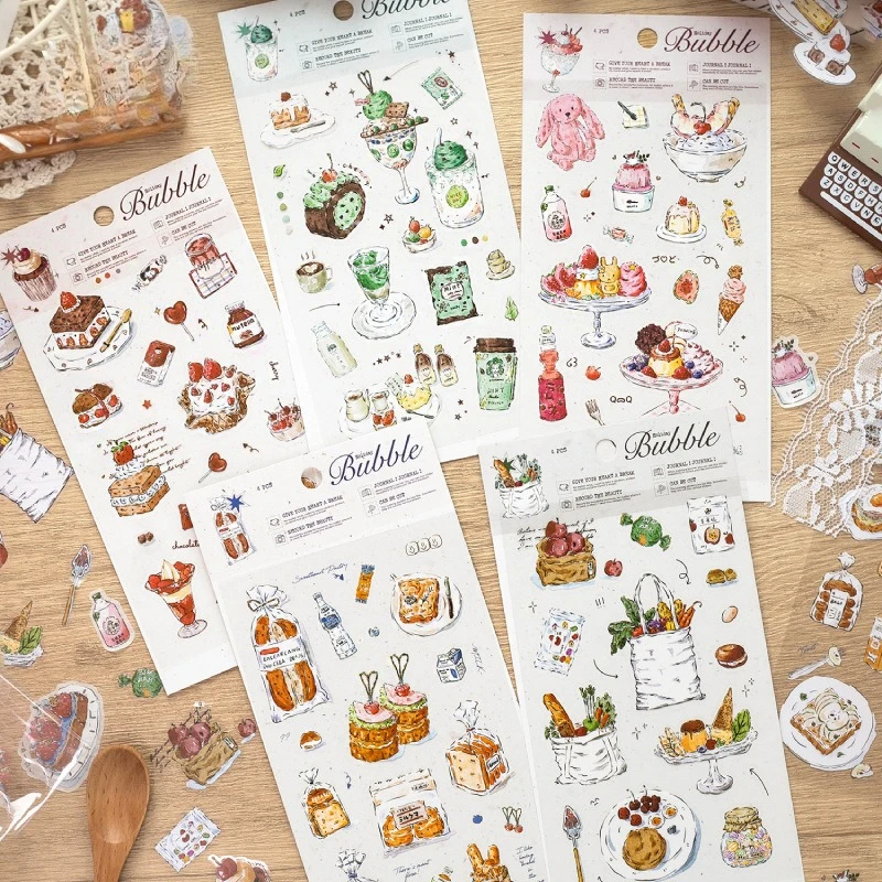 Vintage Cake Bread Dessert Landscape Sticker Creative DIY Journal Material Collage Scrapbooking Stationery
