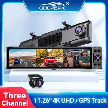 OBDPEAK 3 카메라 대시 캠, 4K 자동차 DVR, 전면, 내부, 후면, 1080P, GPS 추적, 야간 투시경 비디오 등록, 대시 캠 주차 모니터  Best5