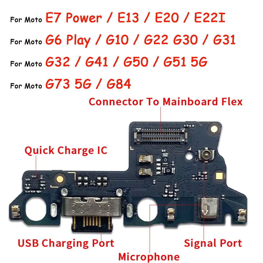 20pcs，usb-charging-port-charger-board-flex-for-moto-g6-play-g72-g73-g51-5g-g50-g41-g32-g31-dock-plug-connector-with-microphone