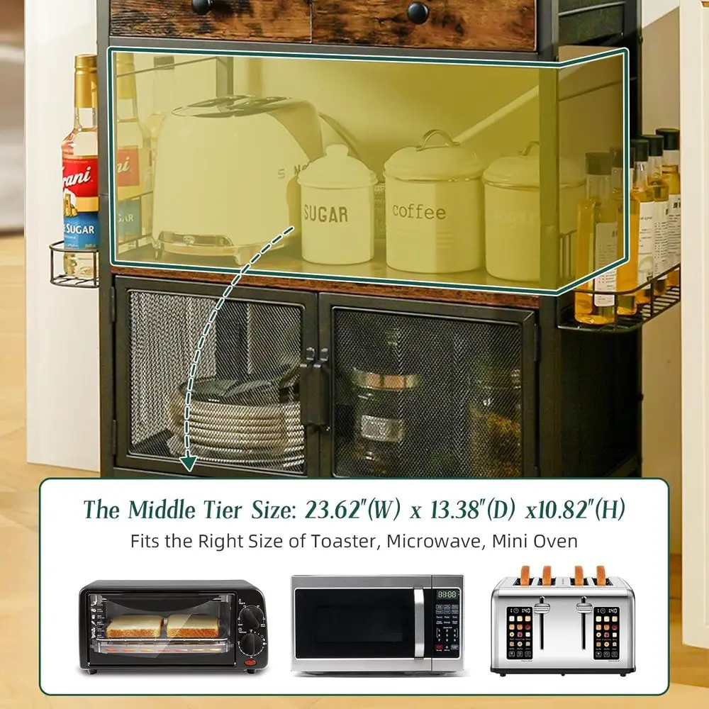 Mobile Kaffeebarstation mit Stauraum und rustikalem Stil