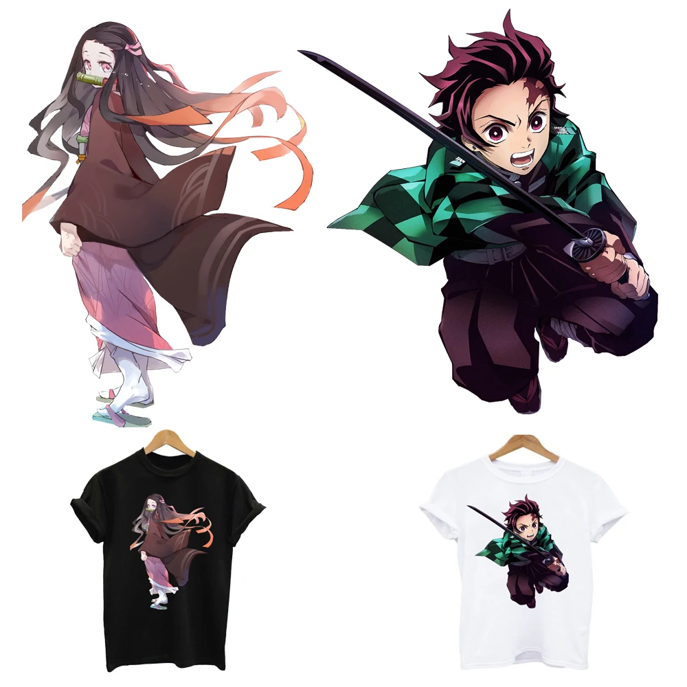 Anime Ironing Demon Slayer Kamado Nezuko Tanjiro Heat Thermal Transfer Printing T Shirt Stickers Iron On Patches For Clothing