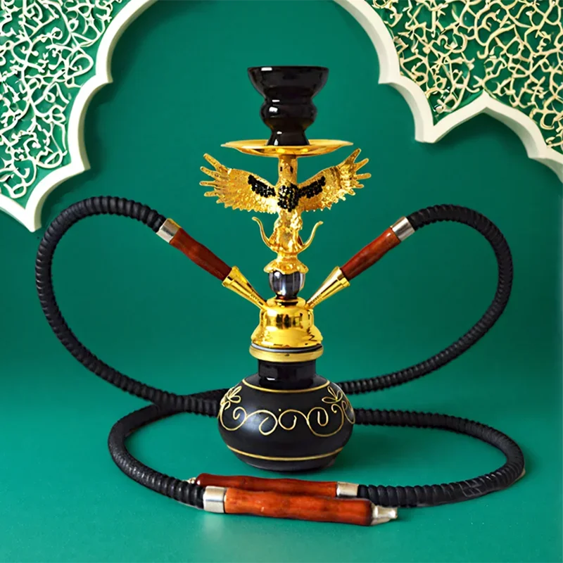 Golden Eagle,Black Blue Red Yellow,10.6n\27cm Small,Single\Double Hose 1\2,Bar Shisha Full Set Luxury Smoking Pipe Hookah Set