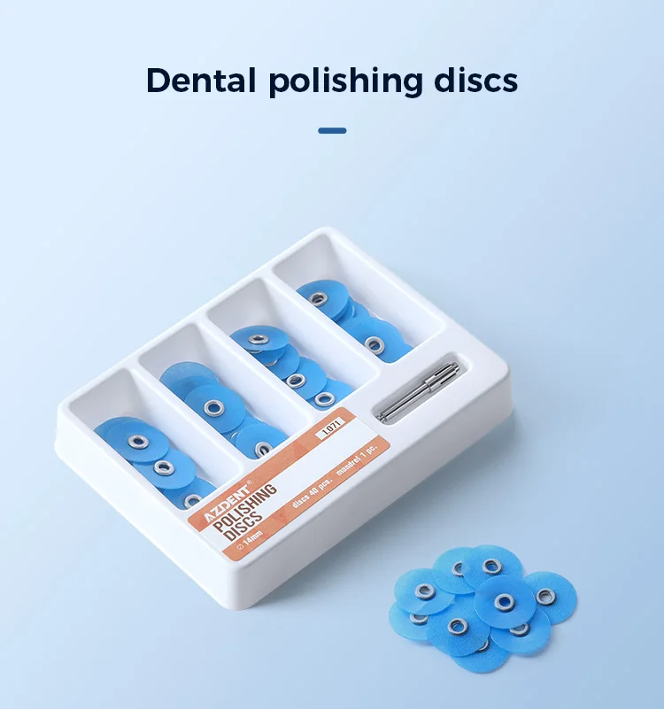 40 Stück/Box AZDENT Dental-Polierscheiben 12mm Polierer Doppelseitig Aluminiumoxid mit Dorn CA2.35mm Zahnarztwerkzeug – Detail 9
