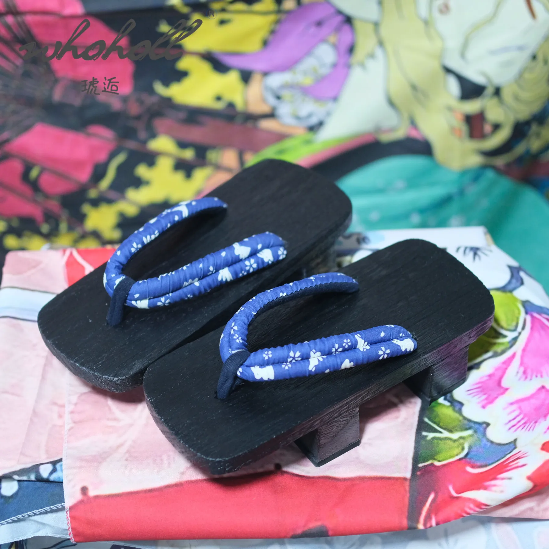 الصيف النساء الوجه يتخبط اليابانية جيتا الساموراي قباقيب الكرتون تأثيري أحذية سوداء سميكة القاع اثنين الأسنان صنادل أرضية النعال