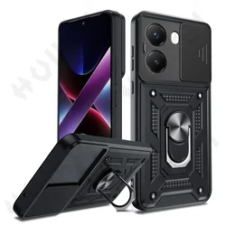 Case For Xiaomi Redmi Note 14 13 Pro Plus 4G 5G Xiaomi Poco X7 Pro 14T 4G 5G Slide Camera Protector 360 Ring Armor PC Hard Cover