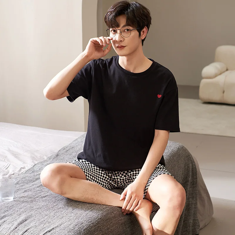 Summer  Pajamas High quality Pure cotton sleepwear Men Women Breathable Couple Lovely Cool Set Lounge sleep can be Worn Outside