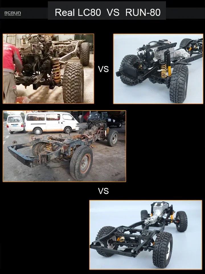 RCRUN RUN80 1/10 RC Crawler LC80 Chassis Kit with Adjustable