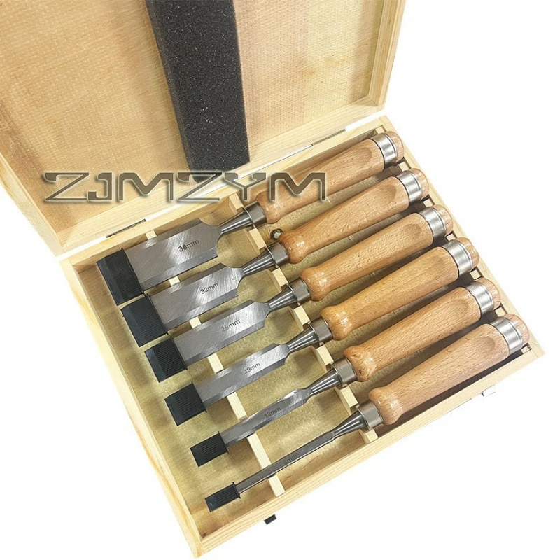 6Pcs/Set Wood Carving Knife Chisels Set Professional Sculptural Cutter Woodcut Tools Carpentry DIY Flat Chisel Half Round Chisel