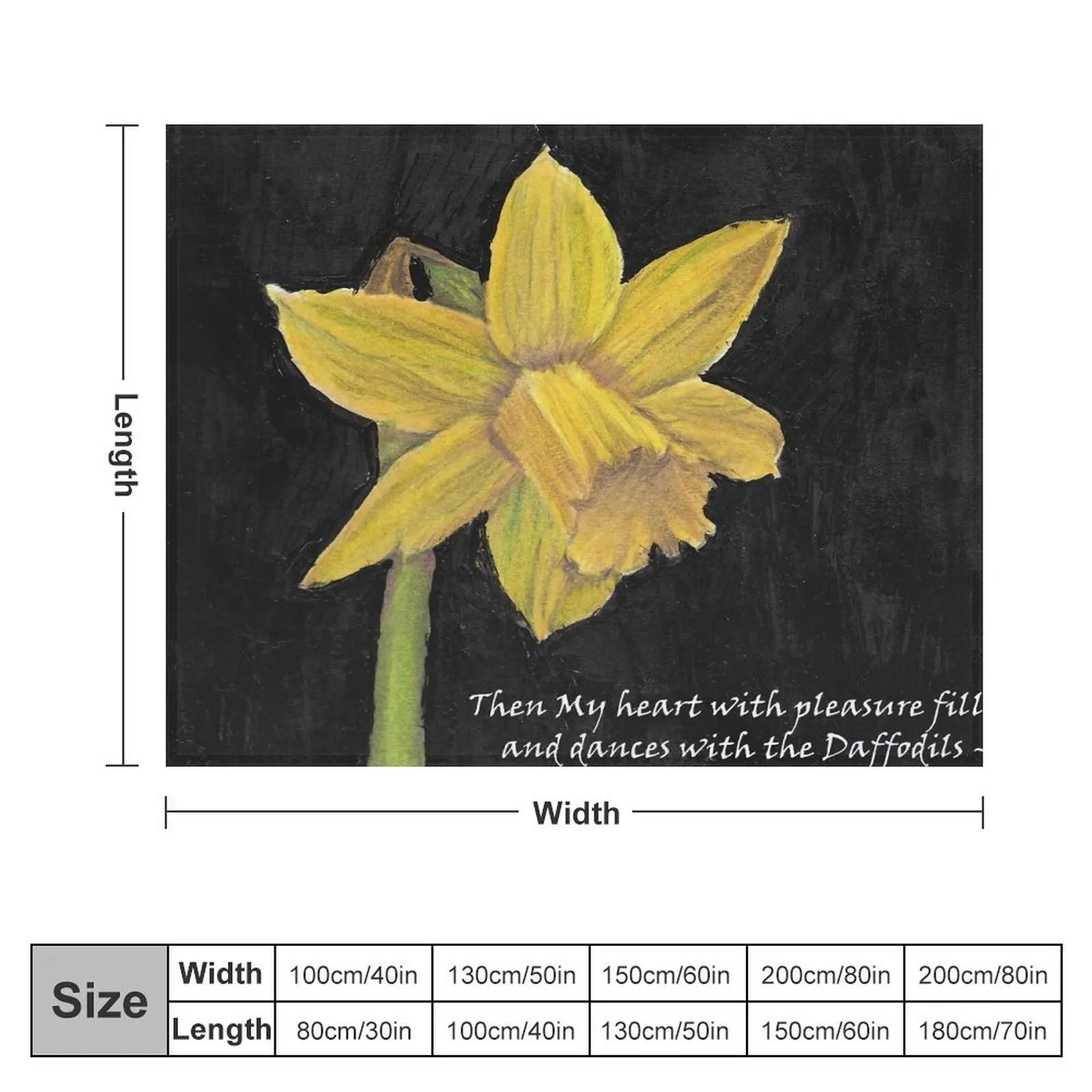 Daffodil drawing - Wordsworth Quote Throw Blanket Summer Furrys Extra Large Throw Quilt Blankets