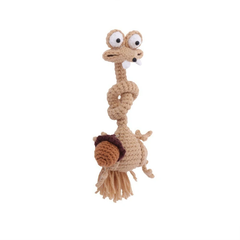 Premium Hand Knitted Long Neck Squirrel Plush Toy，Exquisite Crochet Craft Ornament，Fashion Bag Hanging Charm Daily Accessory - view 5