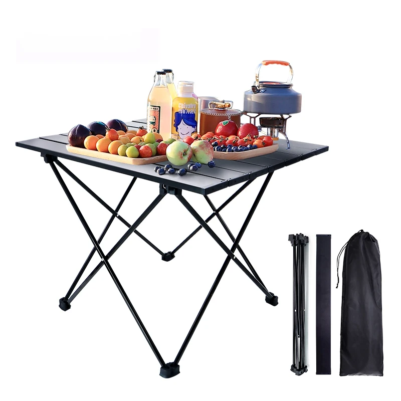 Portable Camping Folding Table Outdoor Picnic Barbecue Storage Table Aluminum Alloy Table Camping Furniture Camping Supplies