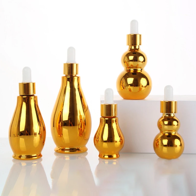 Dropper Bottle Gold Plating Glass 10ml-100ml Reagent Eye Dropper Aromatherapy Liquid Pipette Essential Oil Refillable Bottle