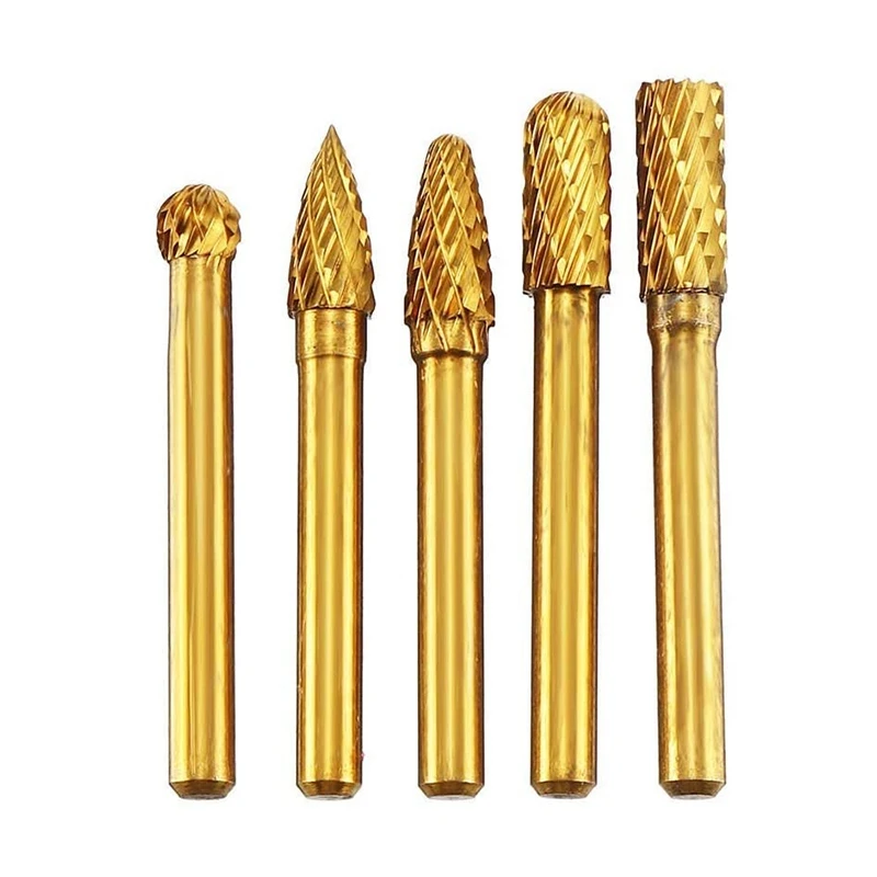 

5 Pcs 6X8mm Tungsten Steel Grinding Head Rotary Burrs Bits For Woodworking Drilling Metal Craving Engraving Polishing