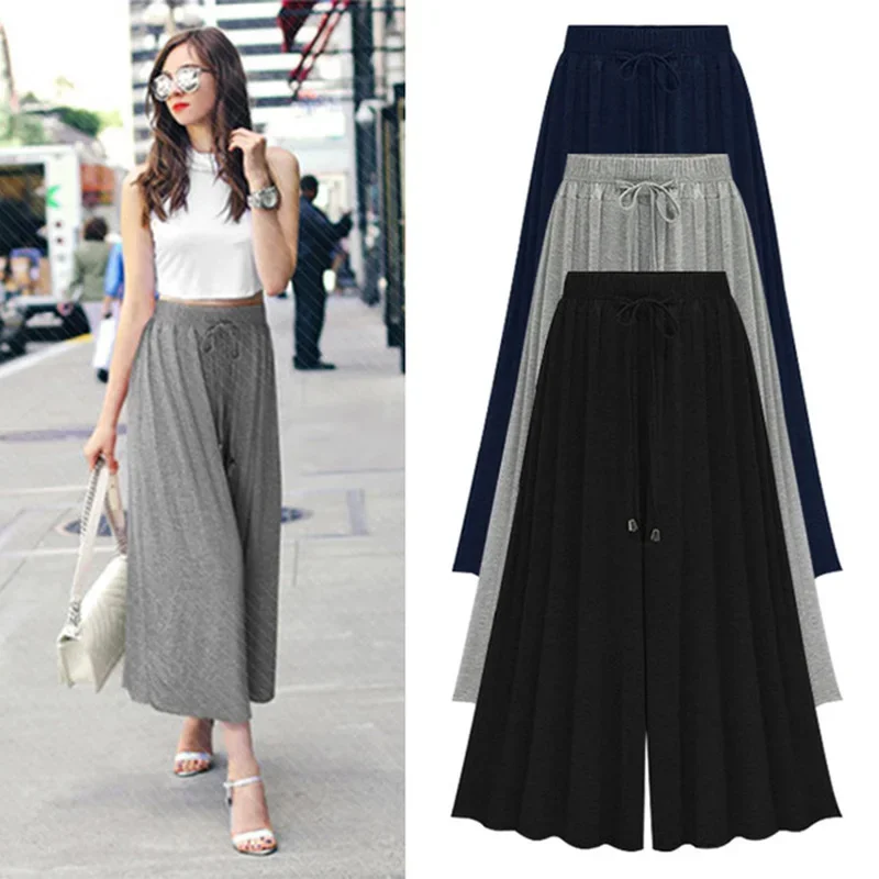 

Women's Pants M - 3XL 4XL 5XL 6XL 7XL 8XL Elastic High Waist Ankle Length Wide Leg Pants Loose Trousers For Women