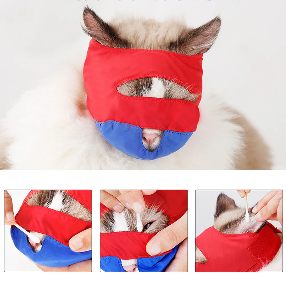 

Nylon Cat Muzzle Red Blue Anti Bite Grooming Bath Tool Pet Anti Bite Mouth Muzzle for Travel Treatment Cats Grooming Supplies