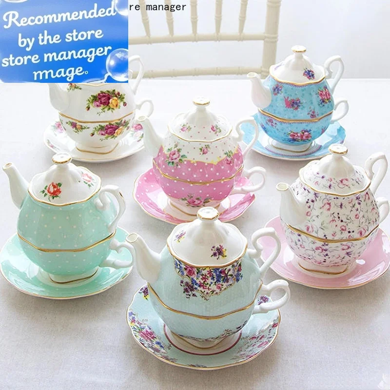 

English Ceramic Tea Set Bone China 1 Pot 1 Coffee Cup Flower Teapot Teacup Saucer British Cup Kettle Porcelain Teaware Set Gift