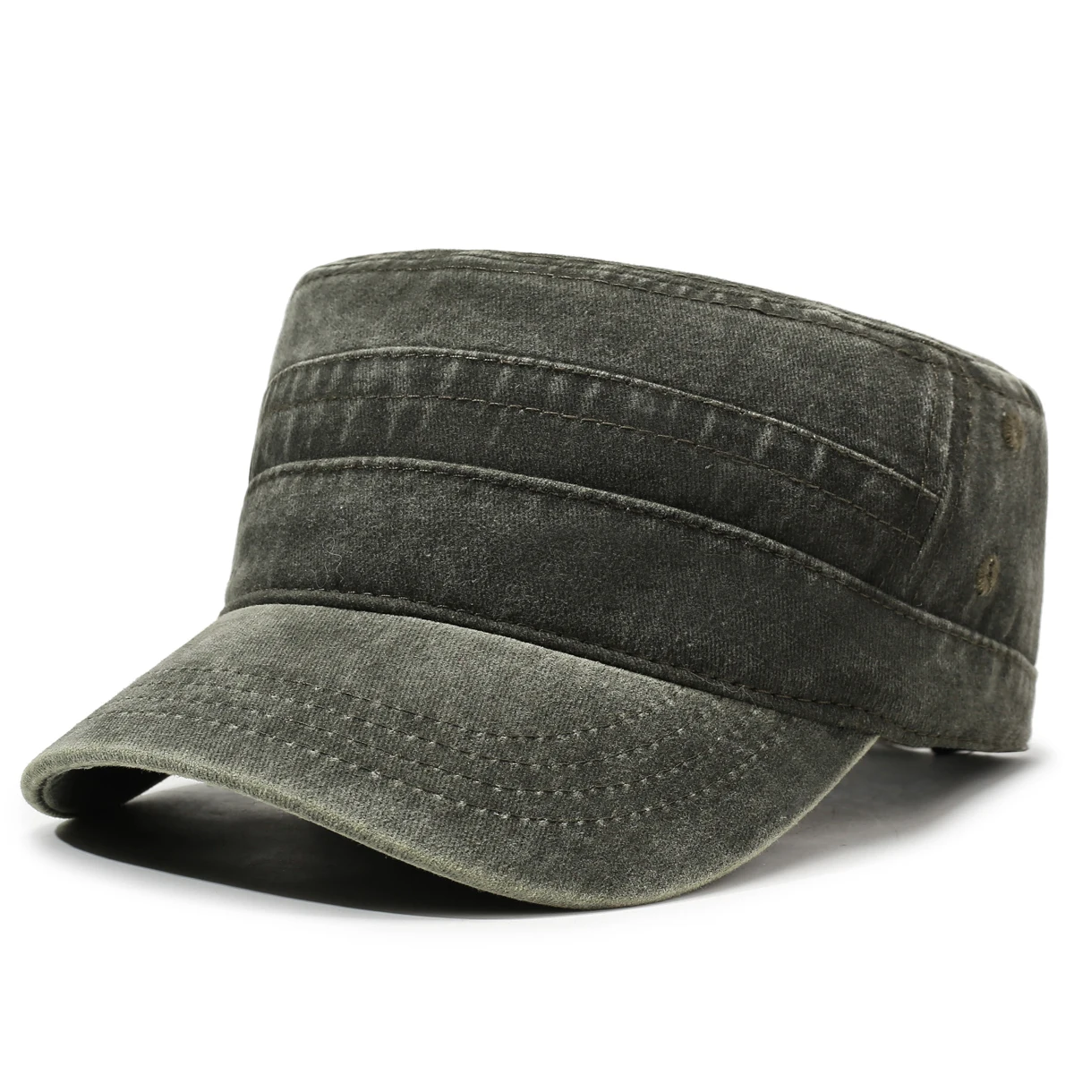 Einfarbige, gewaschene und im Used-Look-Sonnenschutz-Flachkappe für Herren – minimalistisch, stilvoll und vielseitig – Detail 6