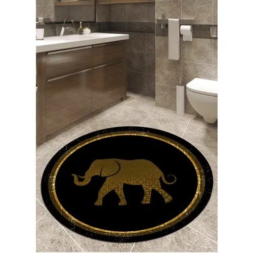 Ardizayn Elephant Pattern 100x100 cm Slip-Resistant Not Peel Leather Outsole Round Bath Mat