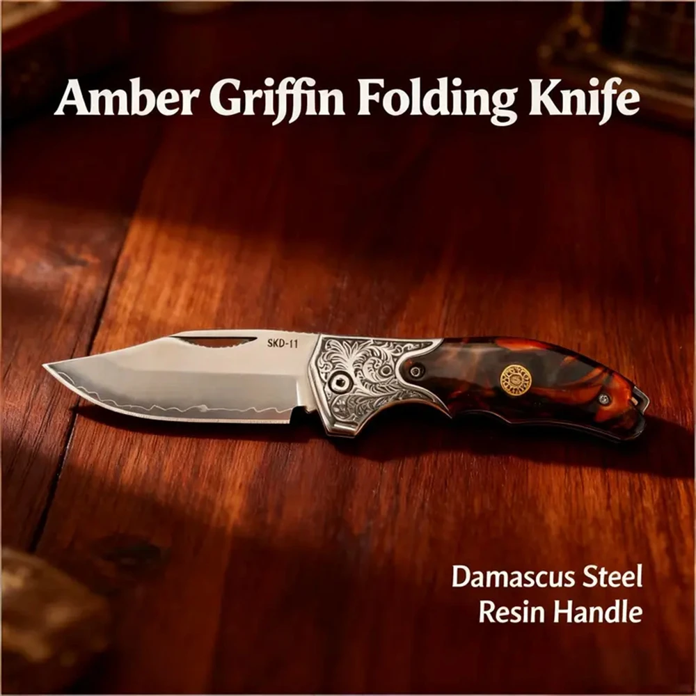 

Складной нож из дамасской стали с рукоятью из смолы, EDC карманный нож, инструмент для выживания на природе и кемпинга