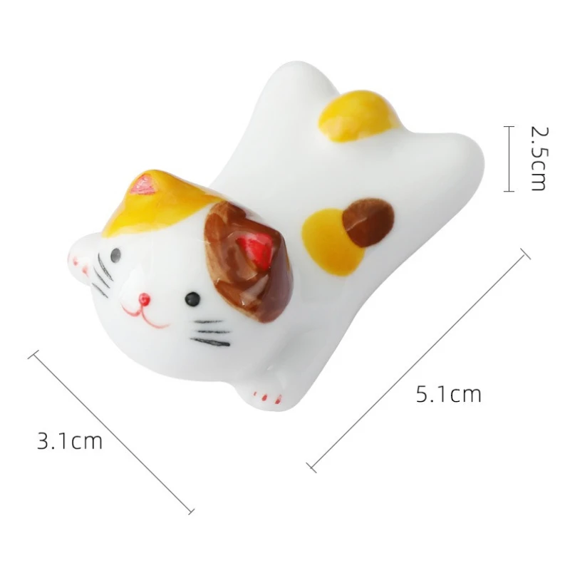 Flying Cat Ceramic Chopstick Rest Japanese Style Cute Lucky Cat Holder for Spoon Fork Tableware Home Decor Kitchen Gift view 6